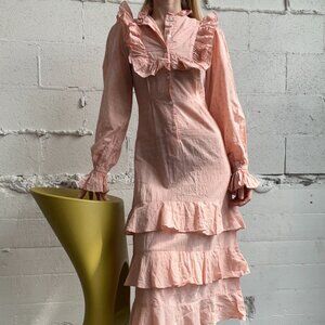 Rare Kristinit Long Sleeve Ruffle Dress with Subtle Polka Dots